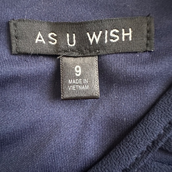 As U Wish Women' 9 Navy Sleeveless Round Neck Lined Chiffon Mini Dress - Picture 14 of 16